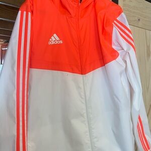 Adidas Men's Orange and White Windbreaker